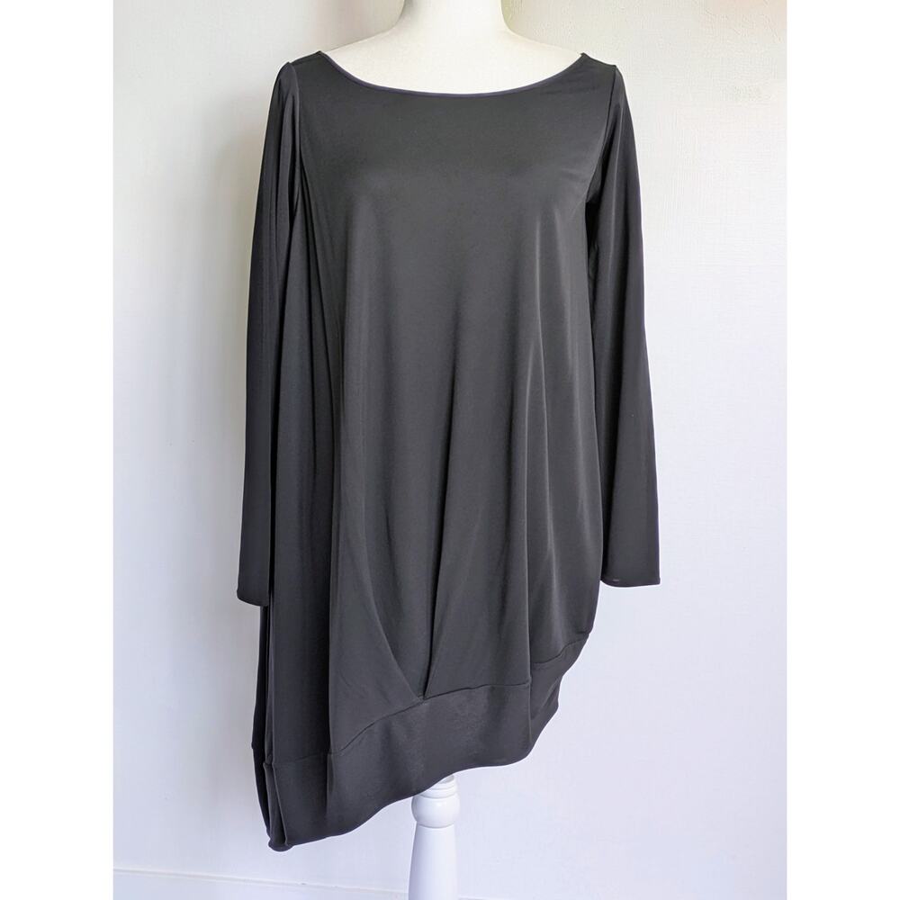 Zero + Maria Cornejo Asymmetrical Tunic Top M Black Rayon Long Sleeve Designer